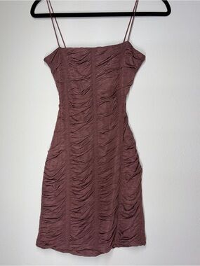 Windsor Mauve Ruched Spaghetti Strap Mini Dress